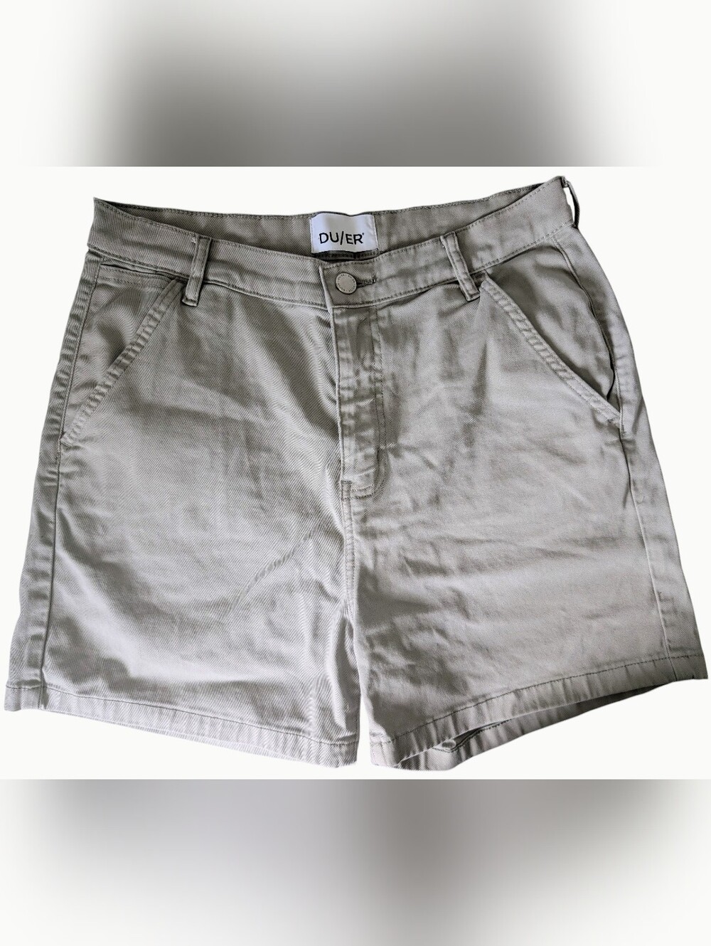 DU/ER Women's Shorts Beige/Khaki Cotton Blend Size 30 Pockets 4" Inseam